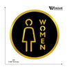 MDF + Acrylic WOMEN Sign Board – 6x6 Inch | 5mm Thick | MDF Top with Gold Acrylic Base | Elegant Female Restroom Sign for Office, Mall, Hotel, Clinic