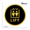 MDF + Acrylic Lift Sign Board – 6x6 Inch | 5mm Thick | MDF Top with Gold Acrylic Base | Modern Elevator Direction Sign for Office, Building, Hotel