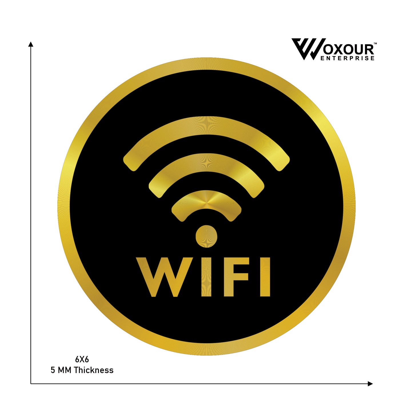 mdf + acrylic wifi sign board – 6x6 inch | 5mm thick | mdf top with gold acrylic base | stylish wifi available sign for cafe, office, reception, hotel