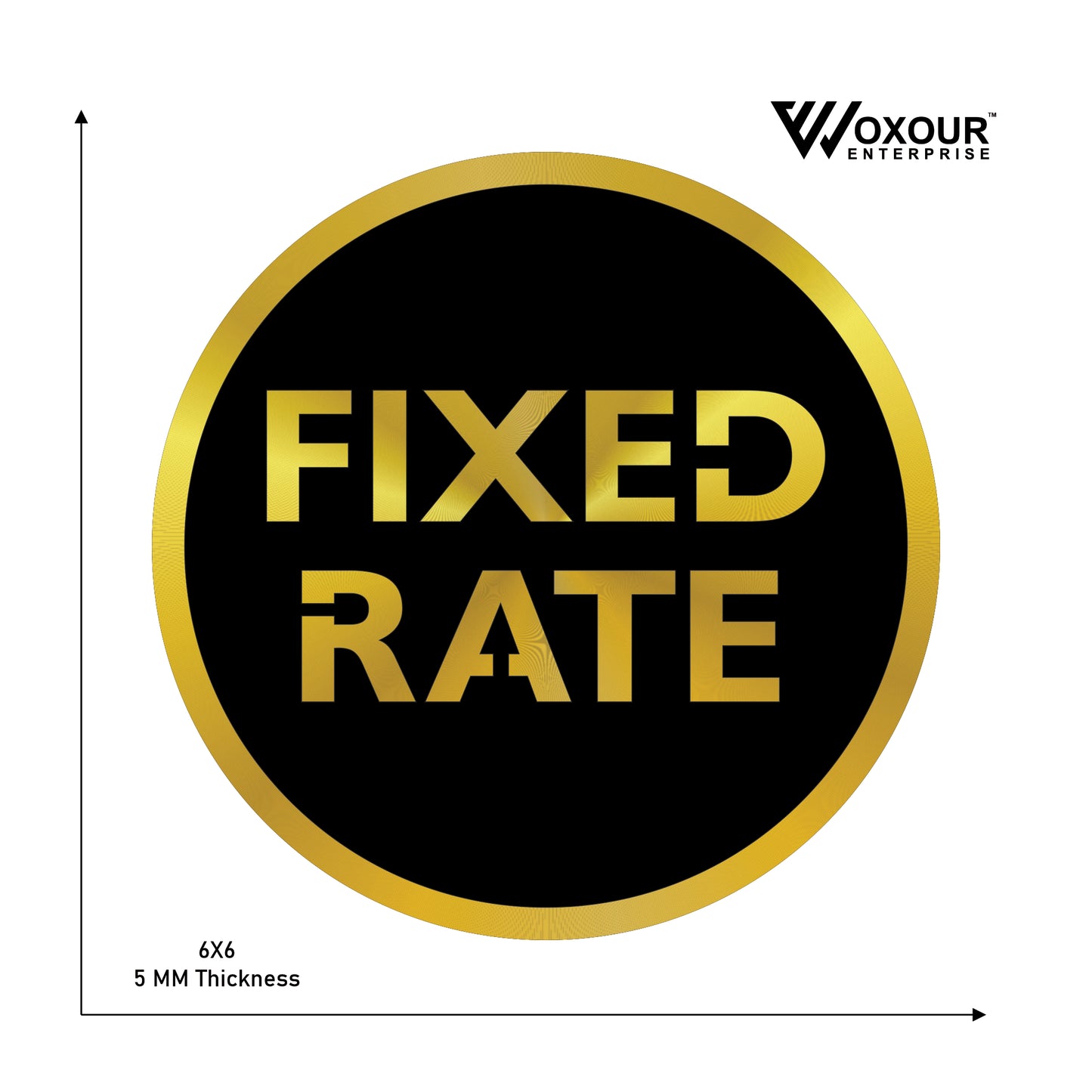 mdf + acrylic fixed rate sign board – 6x6 inch | 5mm thick | mdf top with gold acrylic base | modern price display sign for shops, offices, counters