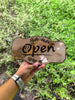 ouble-Sided MDF Open & Closed Hanging Sign Board | Elegant Laser Cut Design for Shop, Office, Café