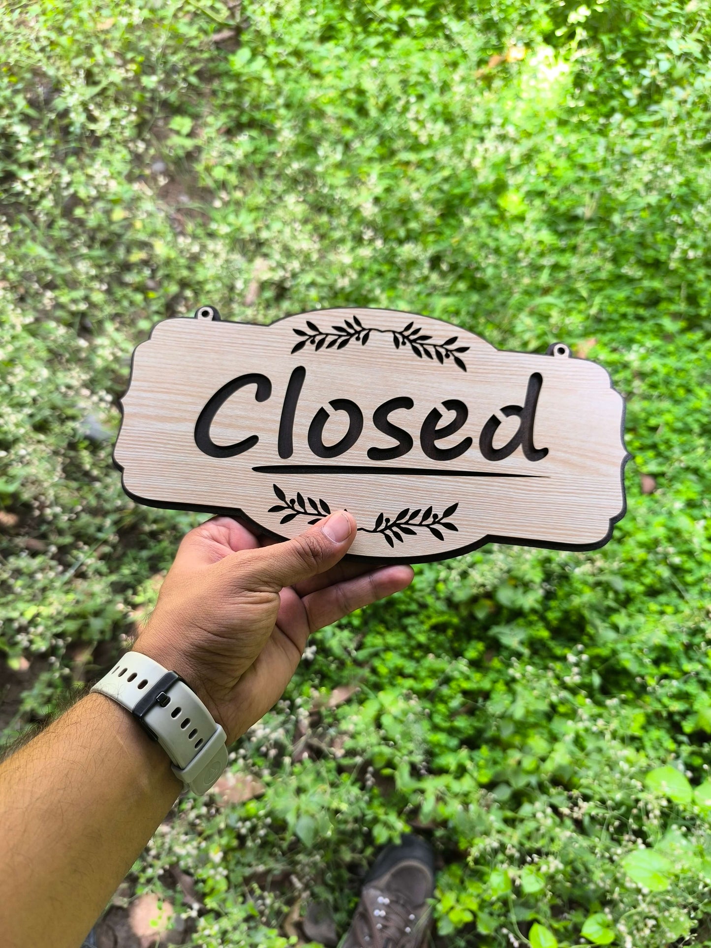 laser engraved wooden door sign – elegant hanging mdf board