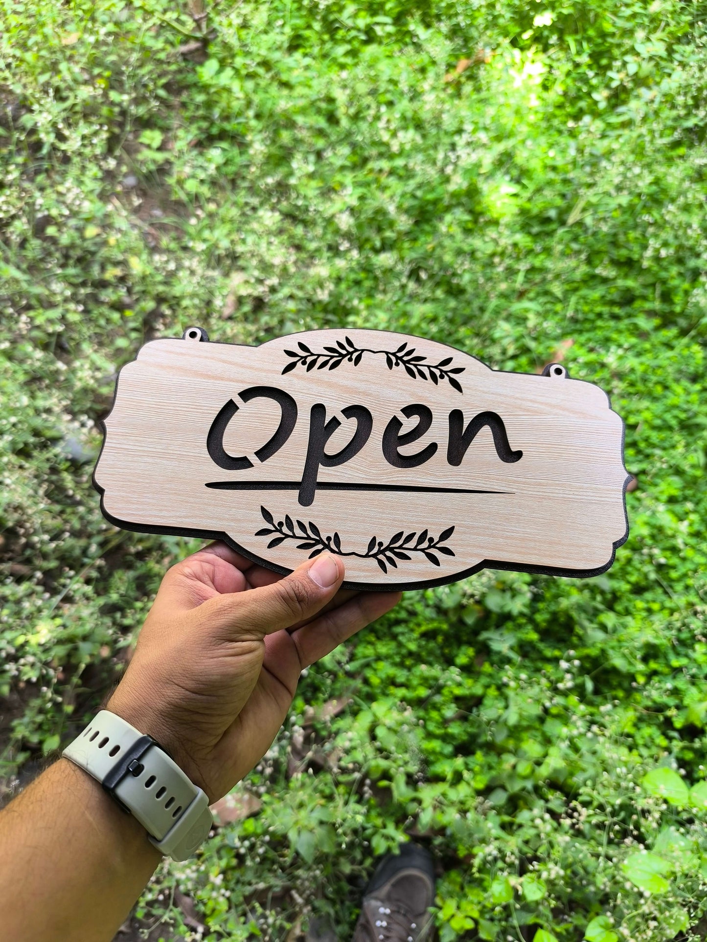 laser engraved wooden door sign – elegant hanging mdf board