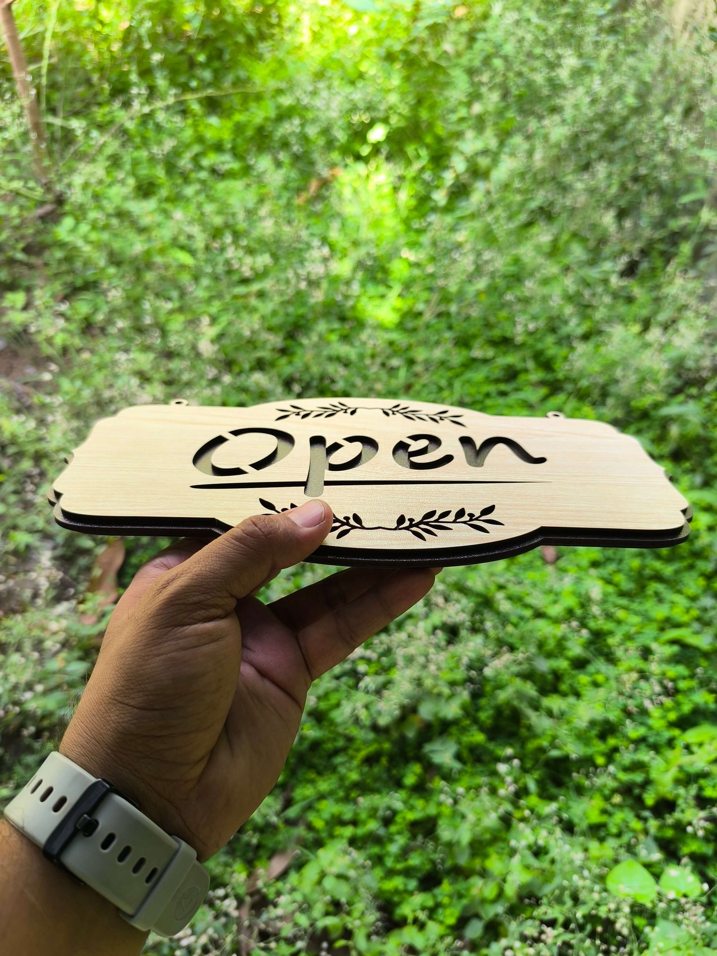 laser engraved wooden door sign – elegant hanging mdf board