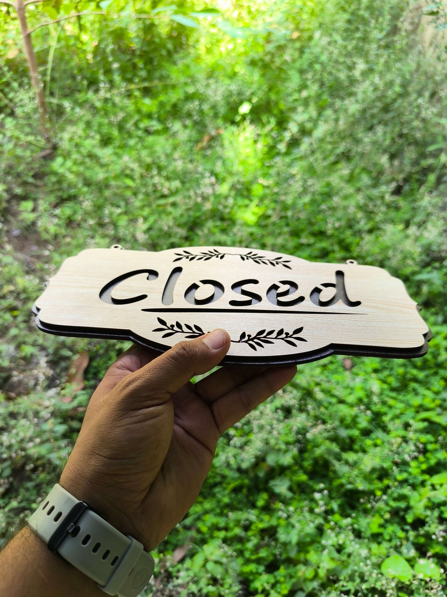 laser engraved wooden door sign – elegant hanging mdf board