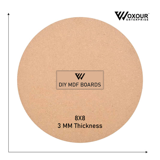 MDF Round Boards - 8 Inch 3mm Thick | Set of 6 Cutouts | MDF Circle Base for Lippan Art, Resin, Mandala Painting, DIY Crafts | Smooth Pine Wood Finish