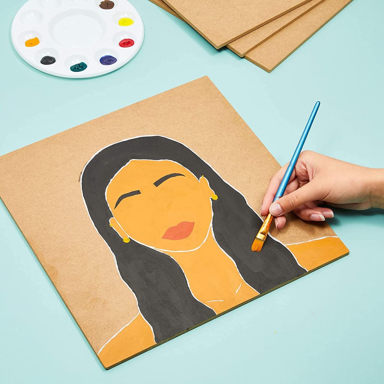 mdf square boards – 8x8 inch 3mm thick | set of 4 cutouts | mdf square base for lippan art, resin, mandala painting, diy crafts | smooth pine wood finish