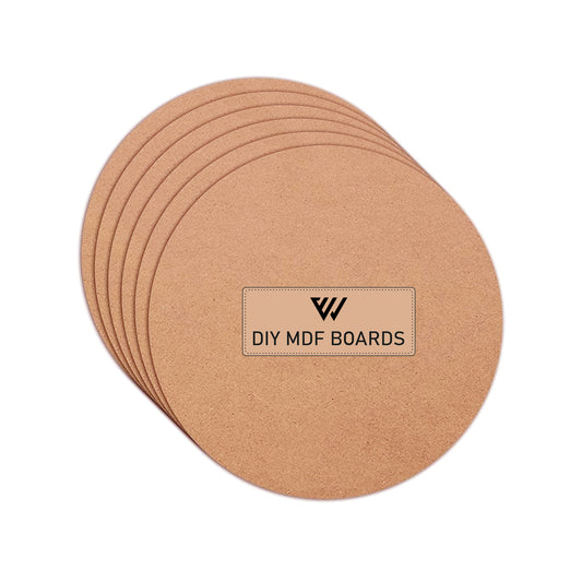 MDF Round Boards - 8 Inch 3mm Thick | Set of 6 Cutouts | MDF Circle Base for Lippan Art, Resin, Mandala Painting, DIY Crafts | Smooth Pine Wood Finish