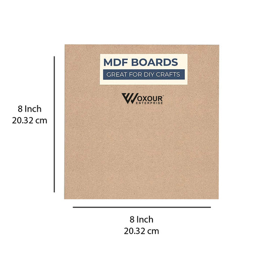 MDF Square Boards – 8x8 Inch 3mm Thick | Set of 4 Cutouts | MDF Square Base for Lippan Art, Resin, Mandala Painting, DIY Crafts | Smooth Pine Wood Finish