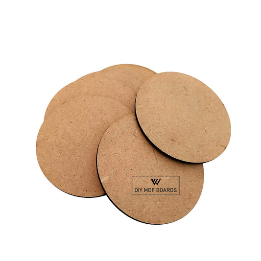 MDF Round Boards - 8 Inch 3mm Thick | Set of 6 Cutouts | MDF Circle Base for Lippan Art, Resin, Mandala Painting, DIY Crafts | Smooth Pine Wood Finish