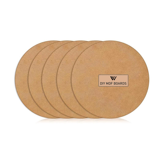 MDF Round Boards - 8 Inch 3mm Thick | Set of 6 Cutouts | MDF Circle Base for Lippan Art, Resin, Mandala Painting, DIY Crafts | Smooth Pine Wood Finish