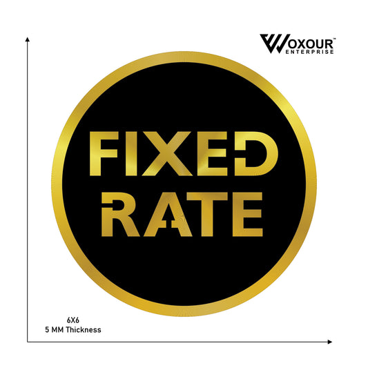 MDF + Acrylic Fixed Rate Sign Board – 6x6 Inch | 5mm Thick | MDF Top with Gold Acrylic Base | Modern Price Display Sign for Shops, Offices, Counters