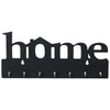 Premium Wooden MDF “HOME” “BLACK” Key Holder (12.7x30.5 cm | 0.4 cm Thick) | Wall Mounted Key Stand with 7 Stainless Steel Hooks | Decorative Organizer for Entryway & Living Room