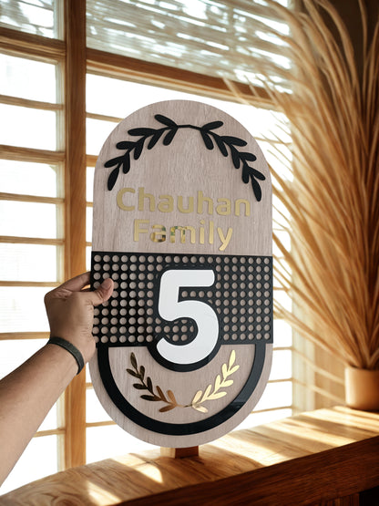 Customized Acrylic & MDF Name Plate | Personalized House Name & Number Plate | Wooden Door Sign