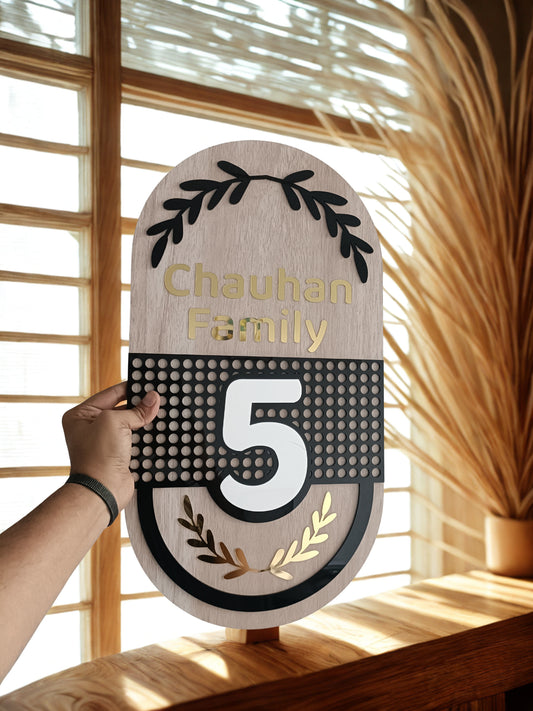 Customized Acrylic & MDF Name Plate | Personalized House Name & Number Plate | Wooden Door Sign