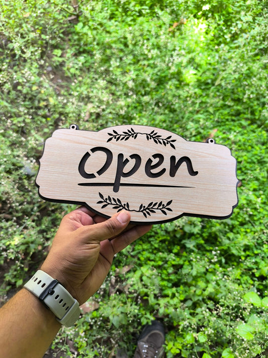 Laser Engraved Wooden Door Sign – Elegant Hanging MDF Board