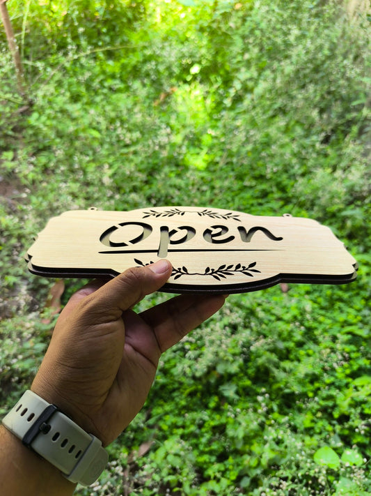 Laser Engraved Wooden Door Sign – Elegant Hanging MDF Board