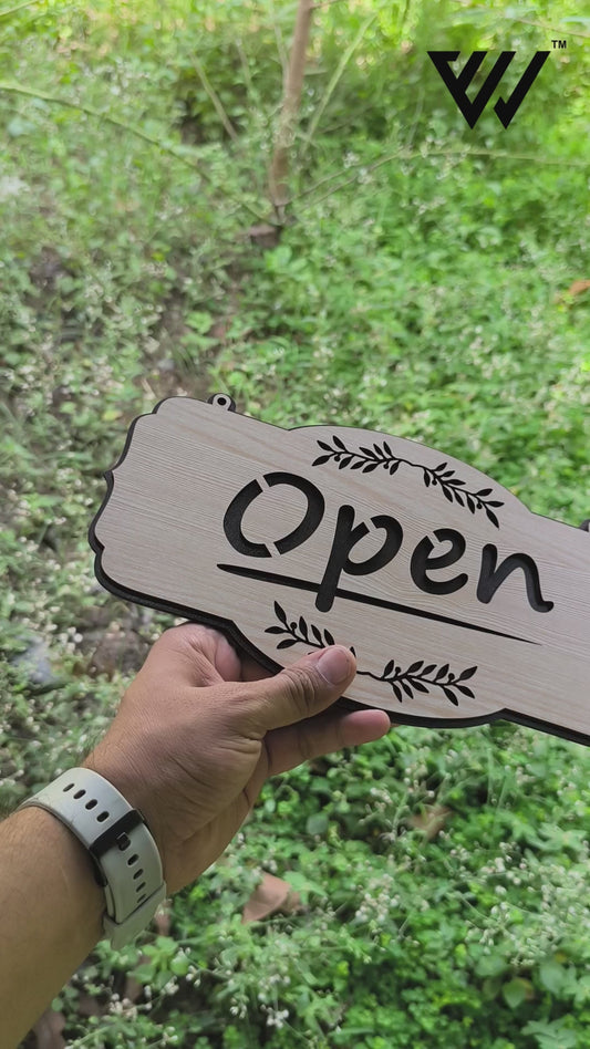 Laser Engraved Wooden Door Sign – Elegant Hanging MDF Board